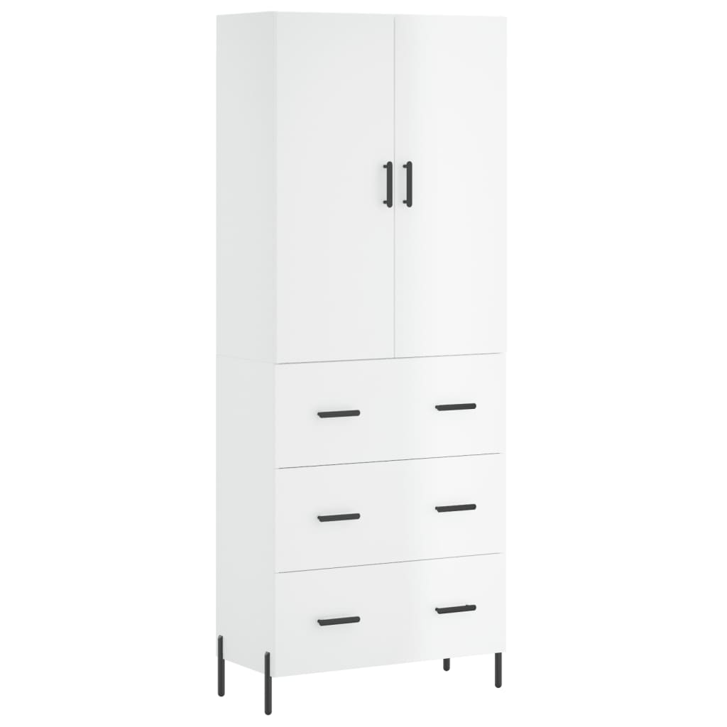 vidaXL Highboard Hochglanz-Weiß 69,5x34x180 cm Holzwerkstoff