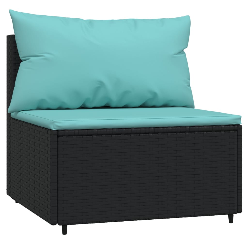 vidaXL 4-tlg. Garten-Lounge-Set mit Kissen Schwarz Poly Rattan