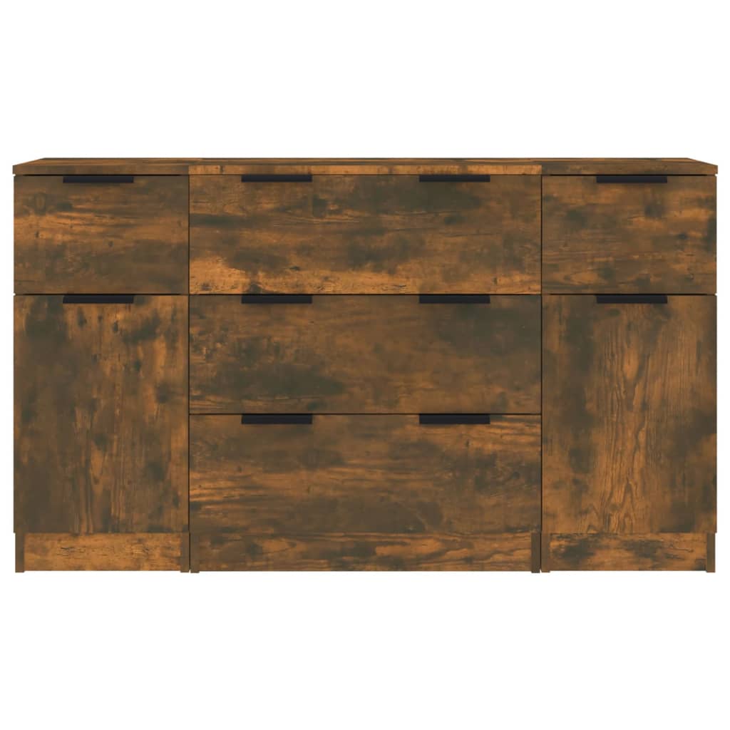 vidaXL 3-tlg. Sideboard-Set Räuchereiche Holzwerkstoff