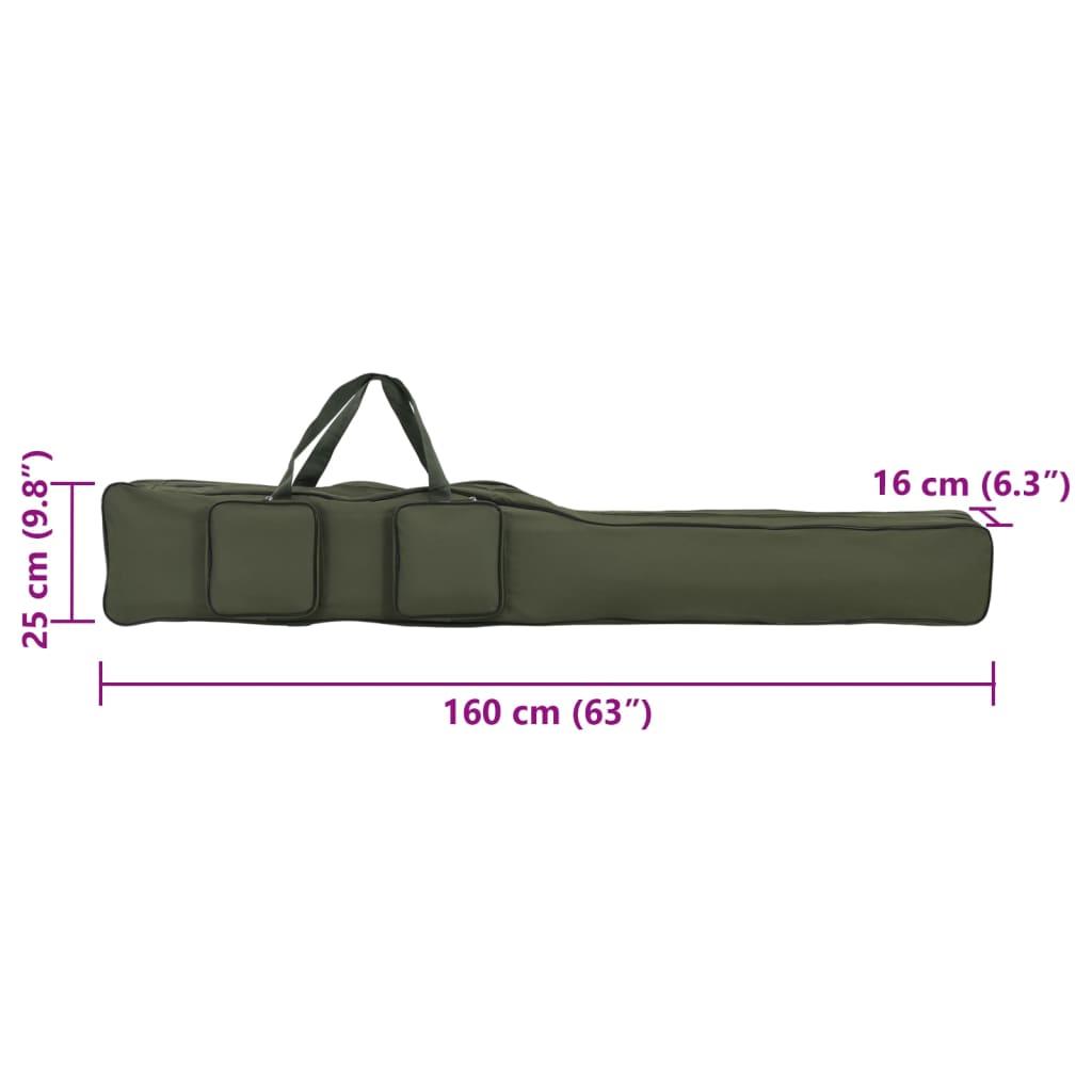 vidaXL Angelrutentasche Dunkelgrün 160 cm Oxford-Gewebe