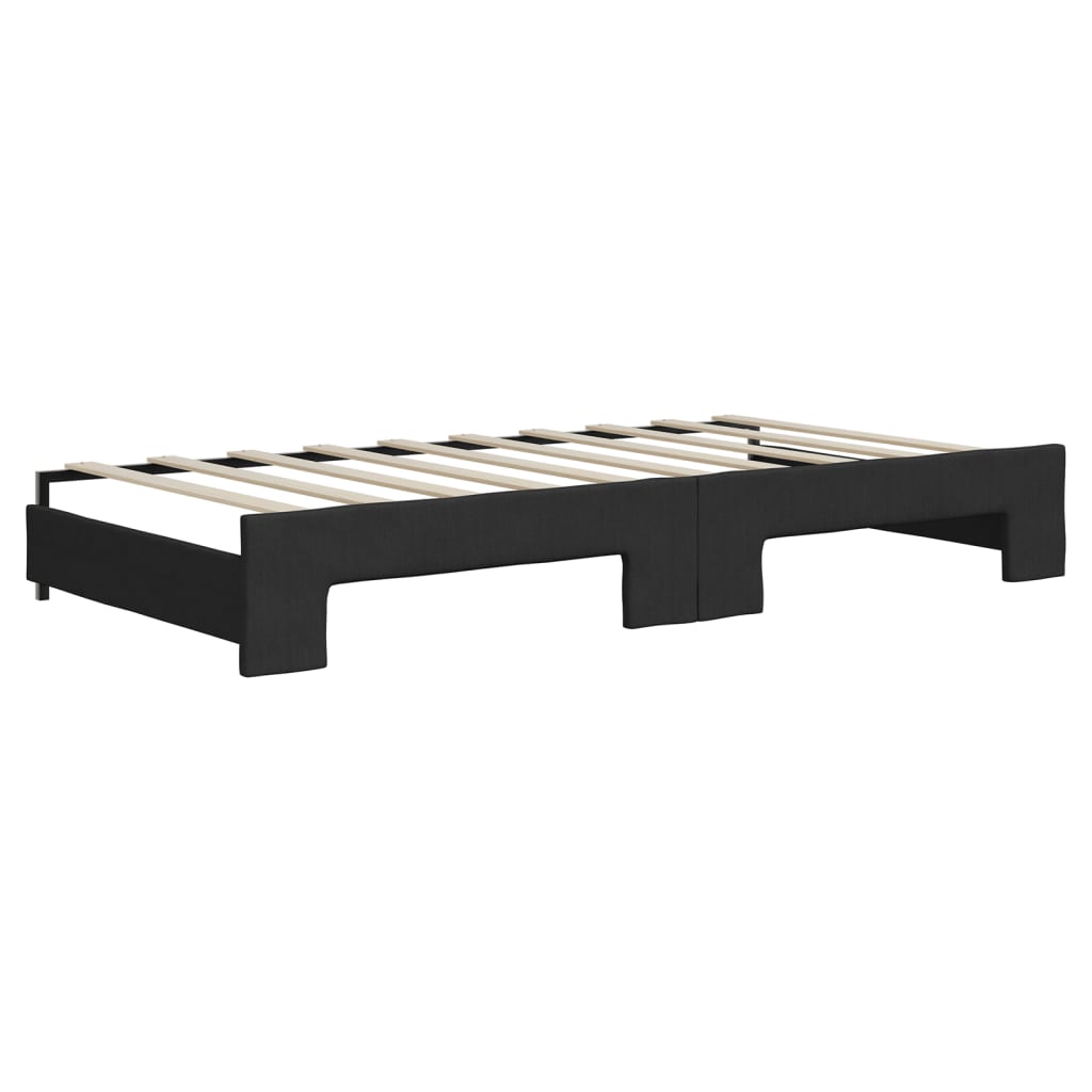 vidaXL Tagesbett Ausziehbar mit Matratzen Schwarz 90x190 cm Stoff