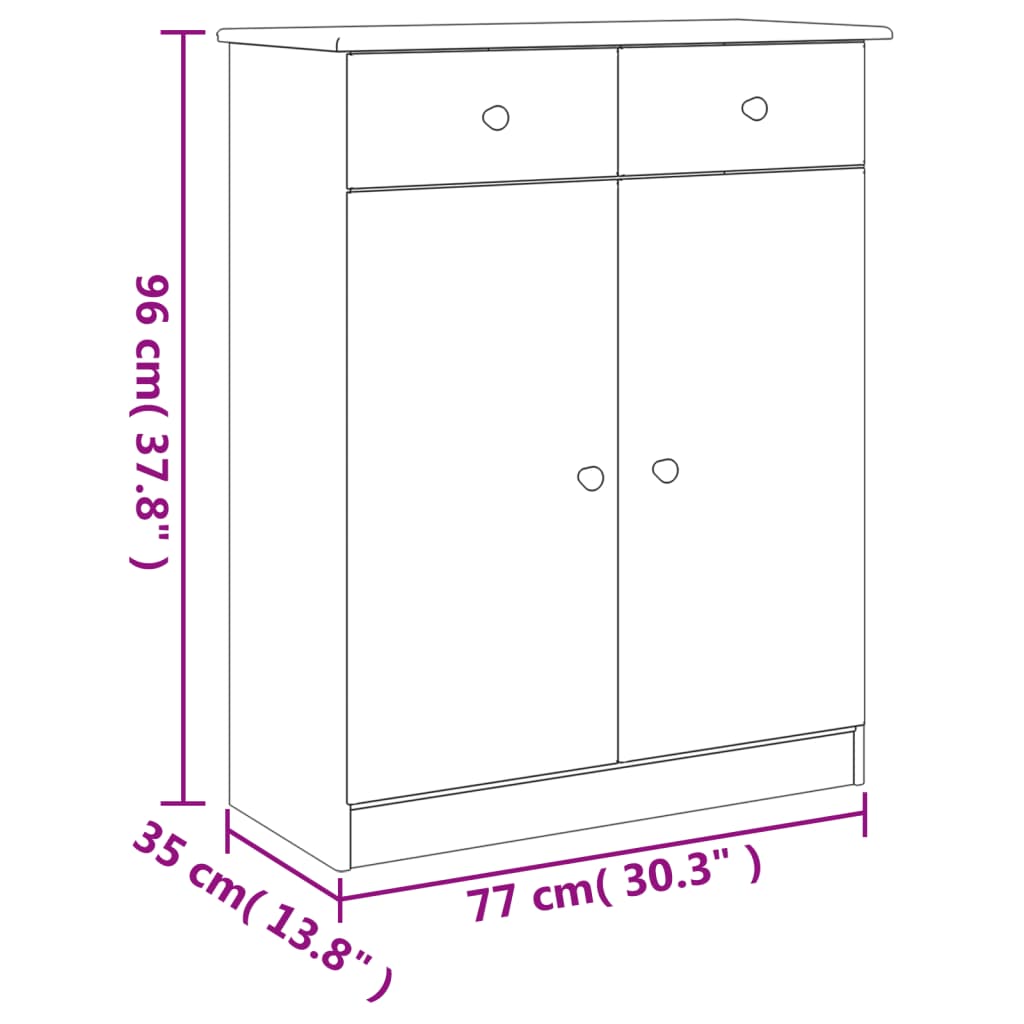 vidaXL Schuhschrank ALTA 77x35x96 cm Massivholz Kiefer