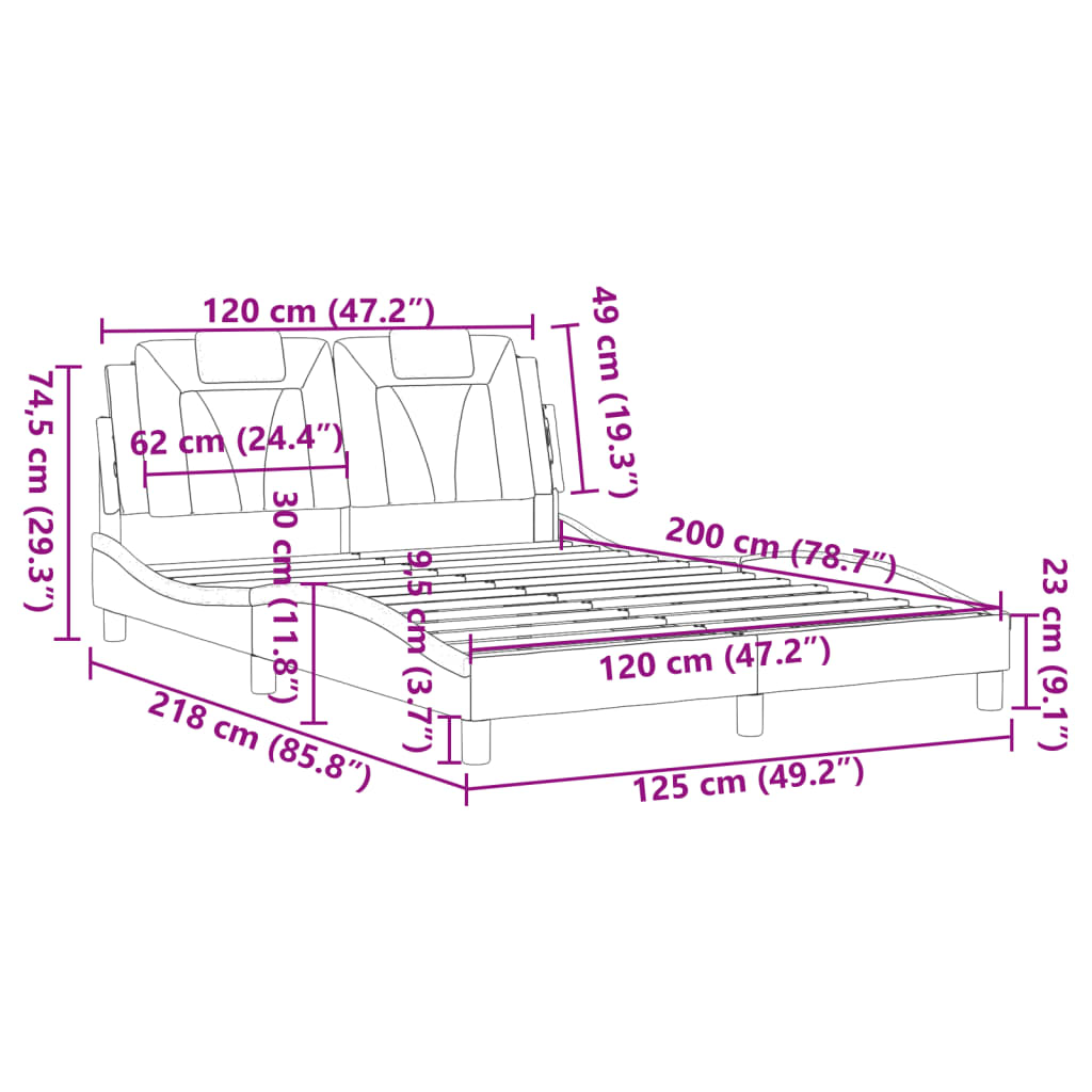 vidaXL Bettgestell mit Kopfteil Braun 120x200 cm Kunstleder