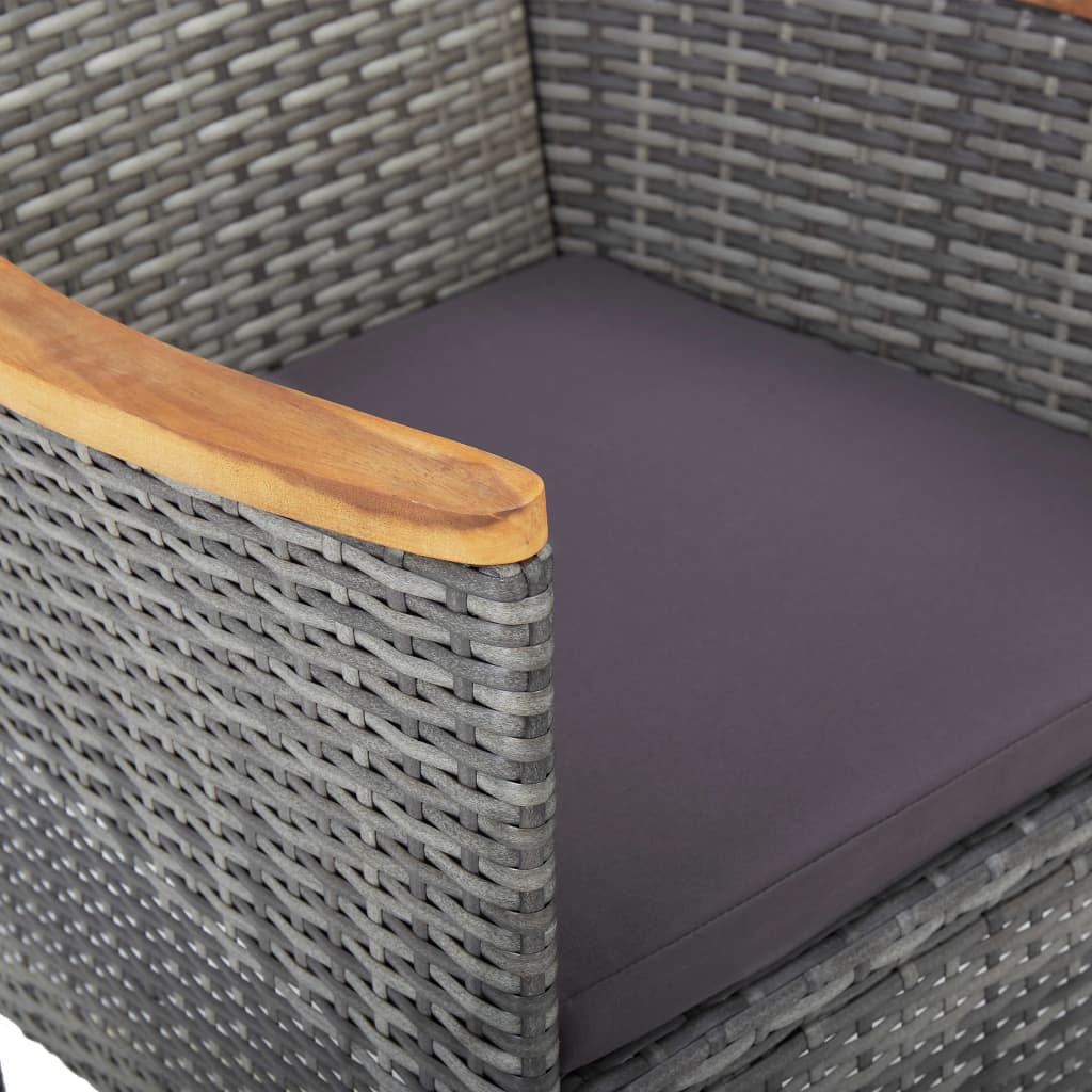 vidaXL Garten-Essstühle 2 Stk. Poly Rattan Grau