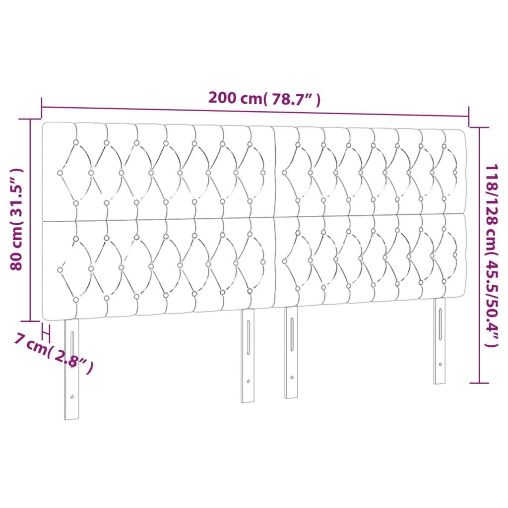 vidaXL Kopfteile 4 Stk. Hellgrau 100x7x78/88 cm Samt