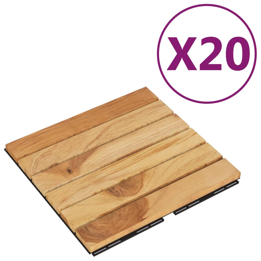 vidaXL Terrassenfliesen 20 Stk. 30x30 cm Massivholz Teak Vertikal