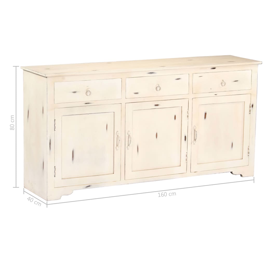 vidaXL Sideboard Weiß 160x40x80 cm Massivholz Mango