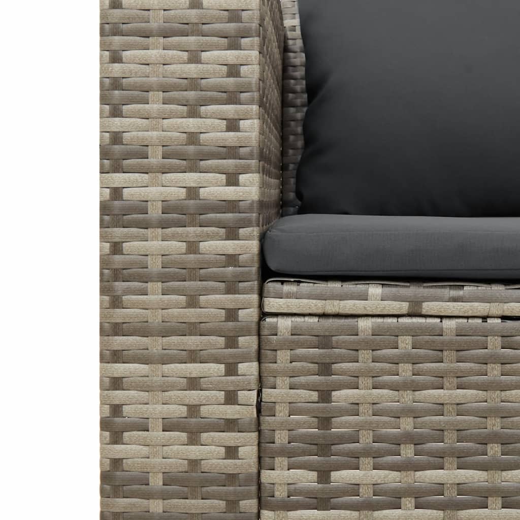 vidaXL 5-tlg. Garten-Sofagarnitur mit Kissen Grau Poly Rattan Akazie