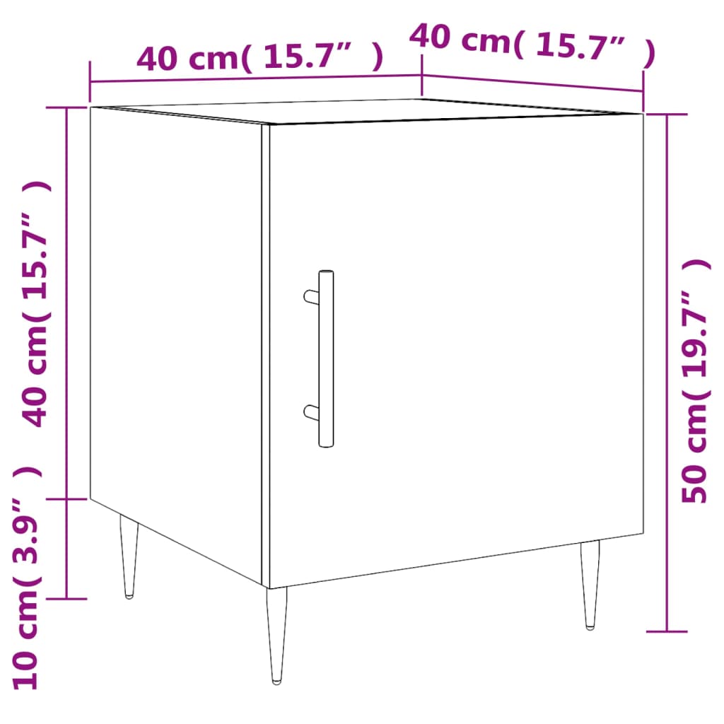 vidaXL Nachttisch Braun Eichen-Optik 40x40x50 cm Holzwerkstoff