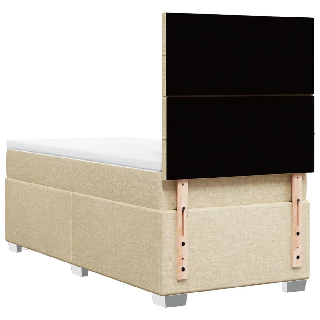 vidaXL Boxspringbett mit Matratze Creme 90x200 cm Stoff