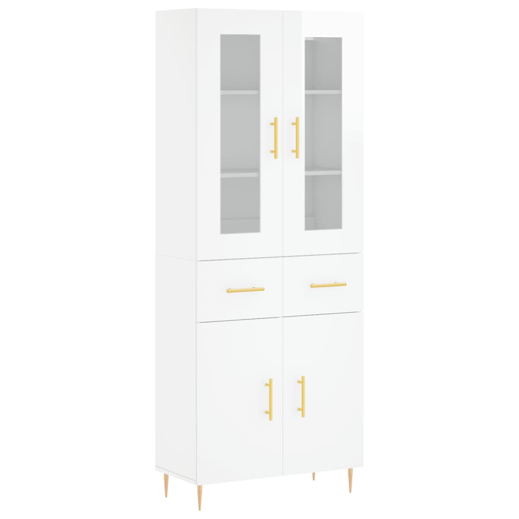 vidaXL Highboard Hochglanz-Weiß 69,5x34x180 cm Holzwerkstoff