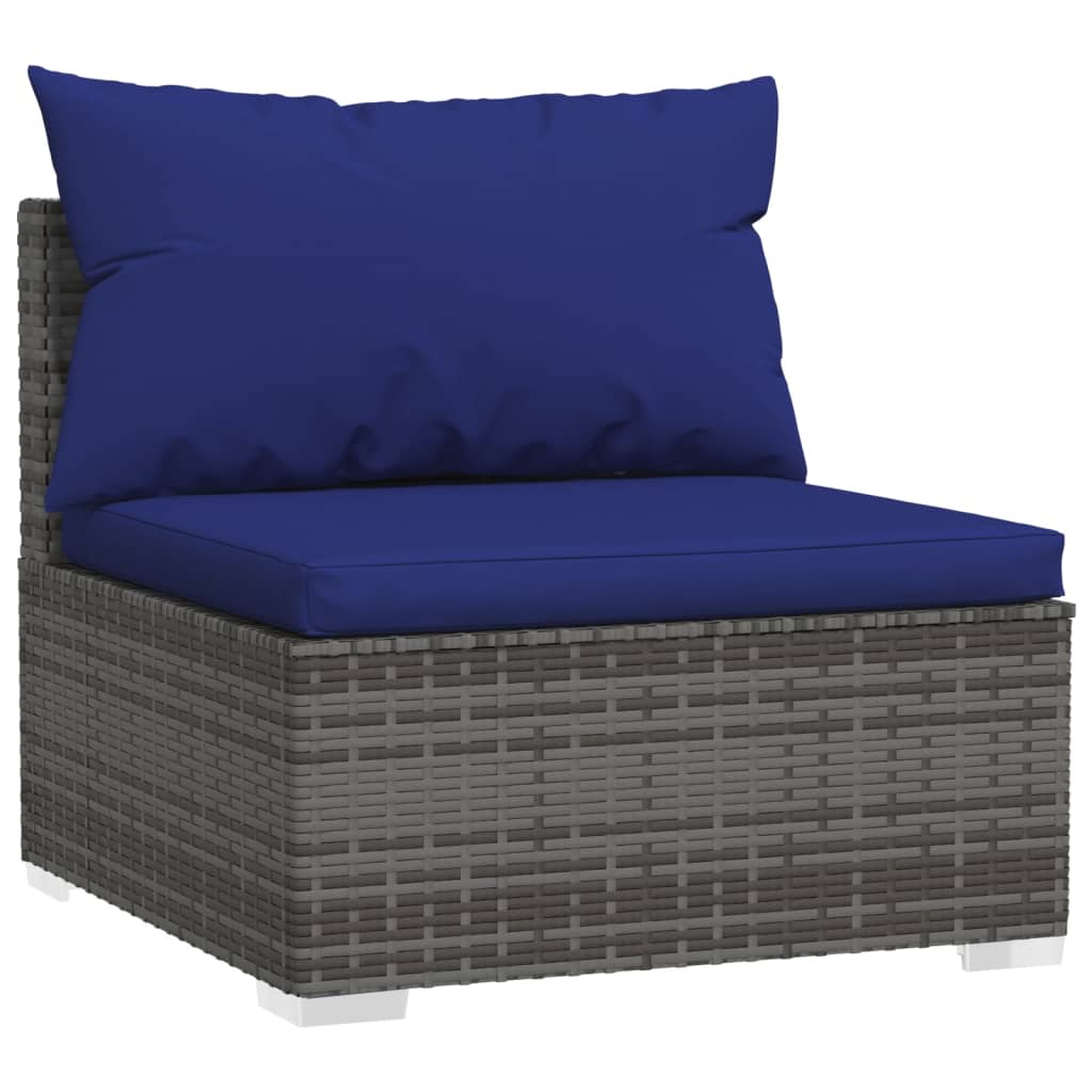 vidaXL 8-tlg. Garten-Lounge-Set mit Kissen Poly Rattan Grau