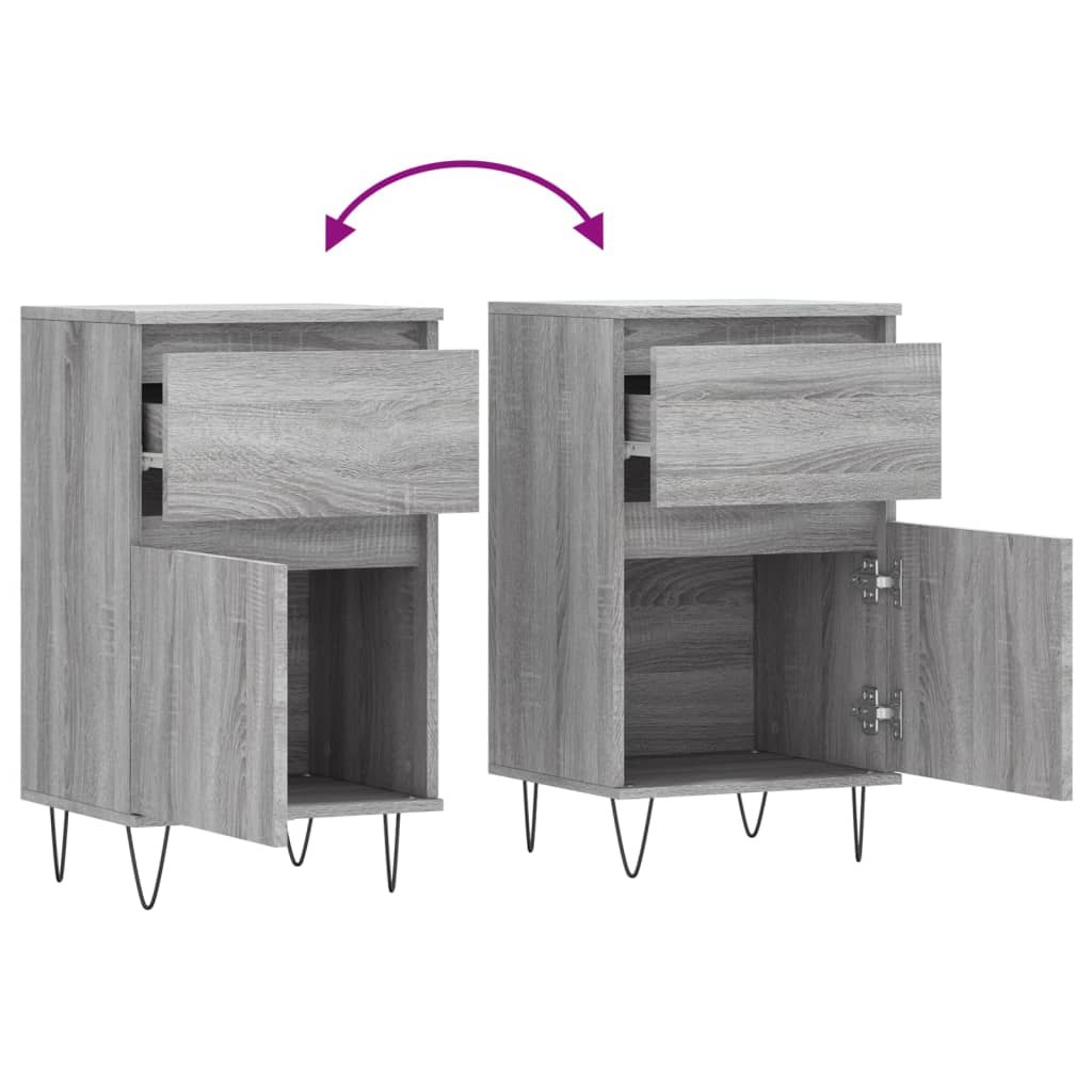 vidaXL Sideboards 2 Stk. Grau Sonoma 40x35x70 cm Holzwerkstoff