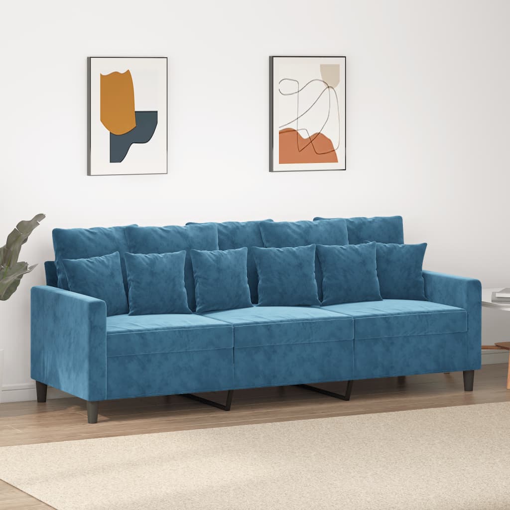 vidaXL 3-Sitzer-Sofa Blau 180 cm Samt