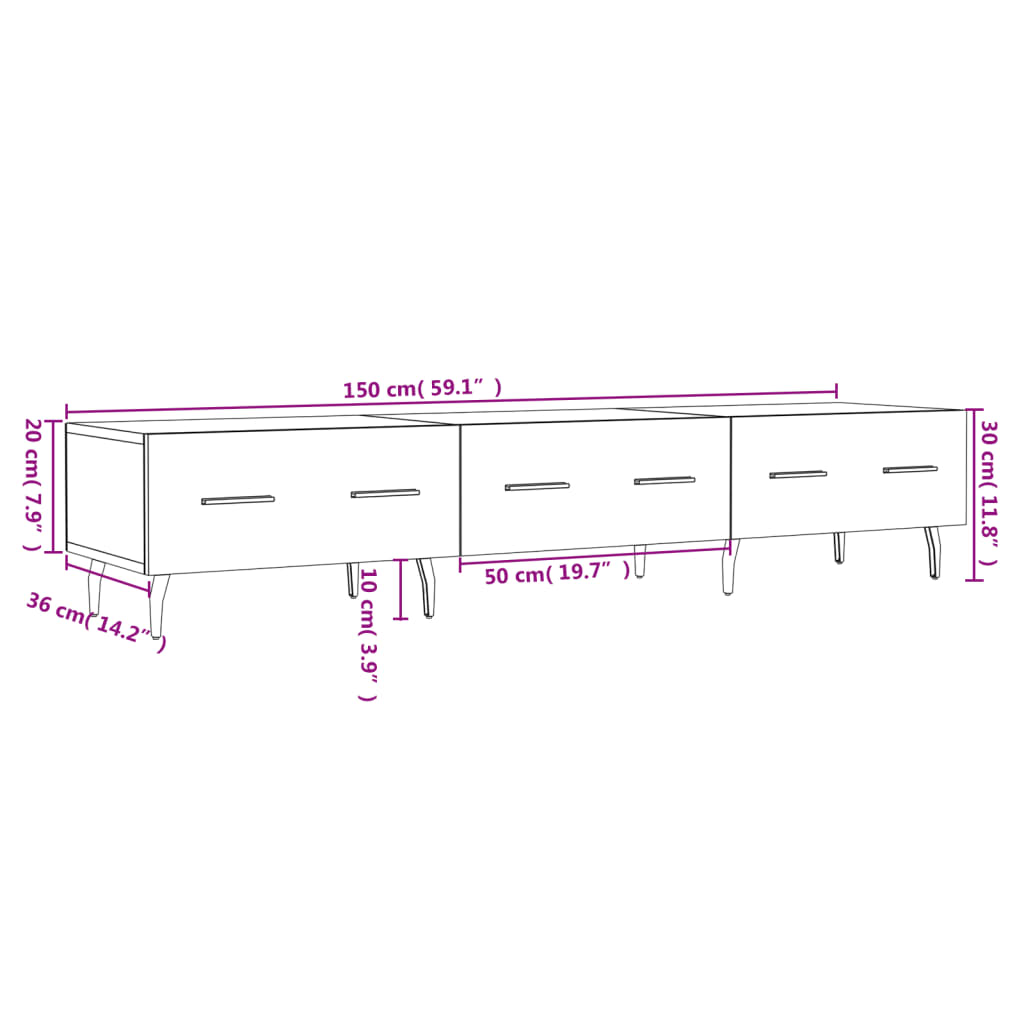 vidaXL TV-Schrank Sonoma-Eiche 150x36x30 cm Holzwerkstoff