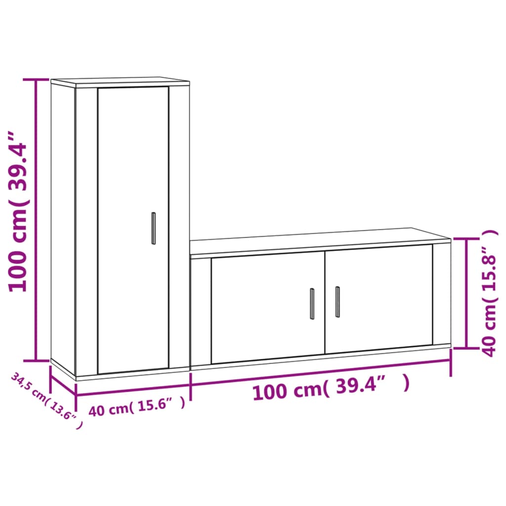 vidaXL 2-tlg. TV-Schrank-Set Grau Sonoma Holzwerkstoff