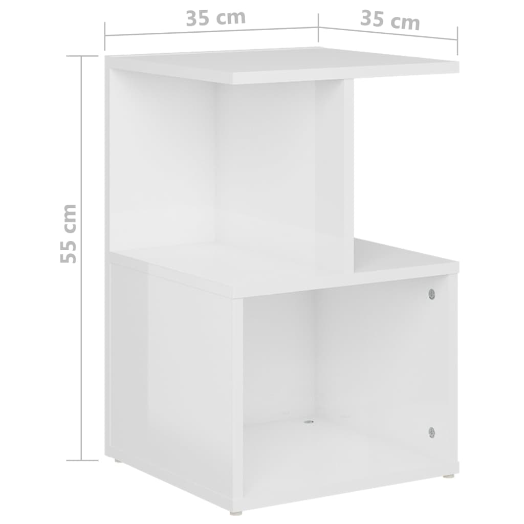 vidaXL Nachttische 2 Stk. Hochglanz-Weiß 35x35x55 cm Holzwerkstoff