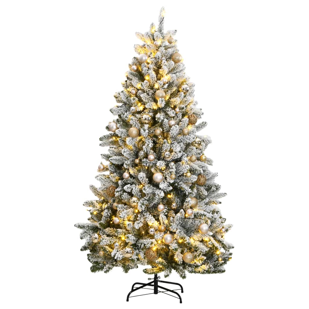 vidaXL Künstlicher Weihnachtsbaum Klappbar 300 LEDs & Kugeln 180 cm