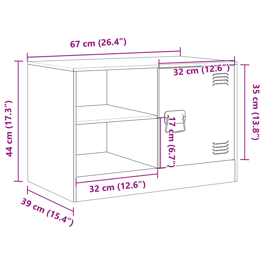 vidaXL TV-Schrank Senfgelb 67x39x44 cm Stahl