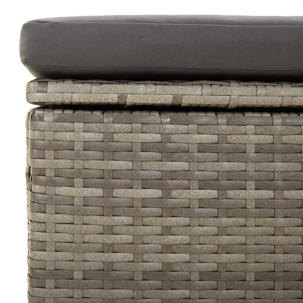 vidaXL 3-tlg. Garten-Lounge-Set mit Kissen Grau Poly Rattan