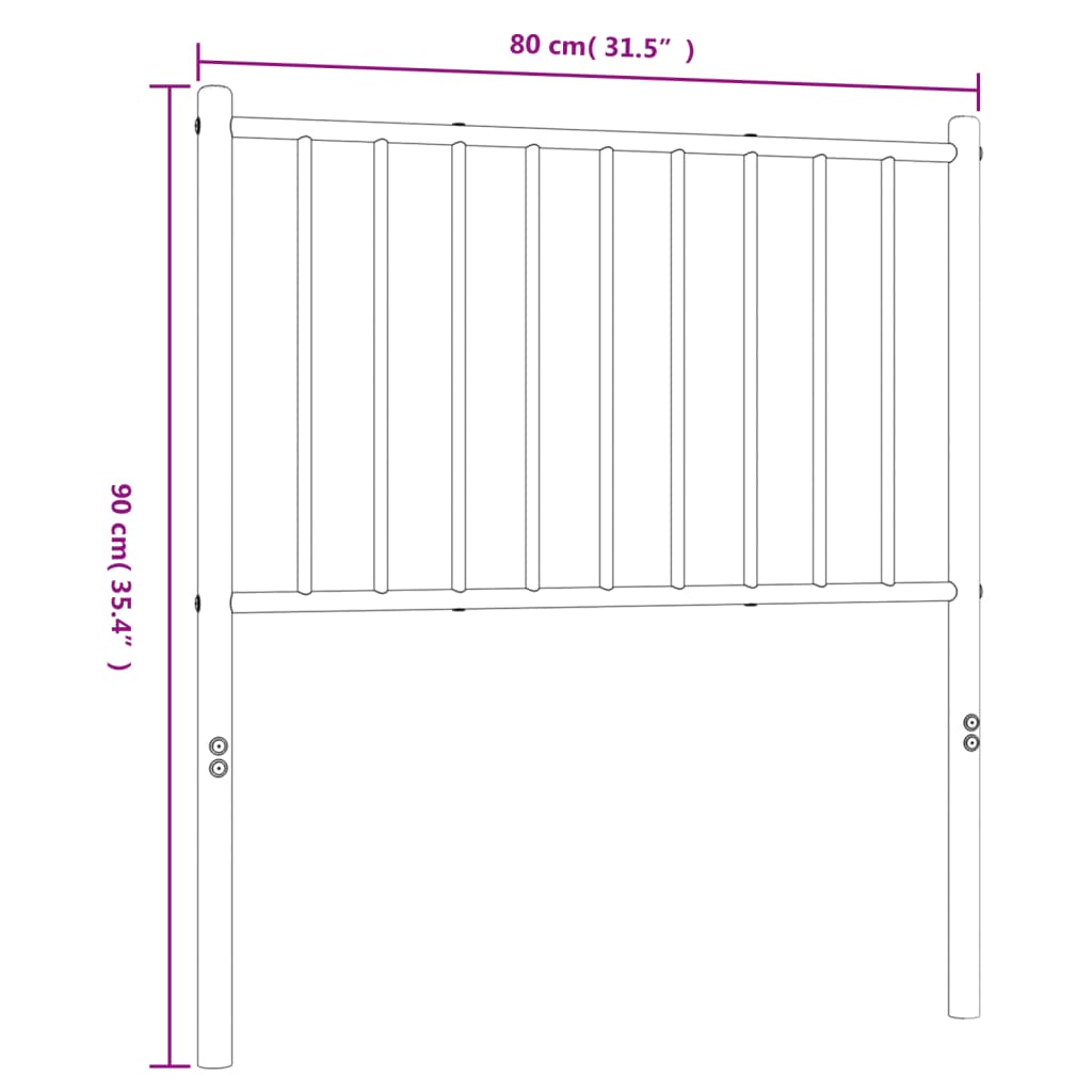 vidaXL Kopfteil Metall Schwarz 75 cm