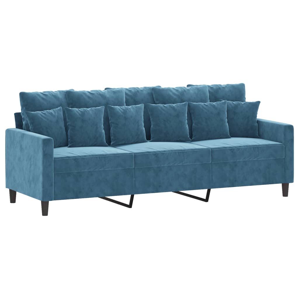 vidaXL 3-Sitzer-Sofa Blau 180 cm Samt