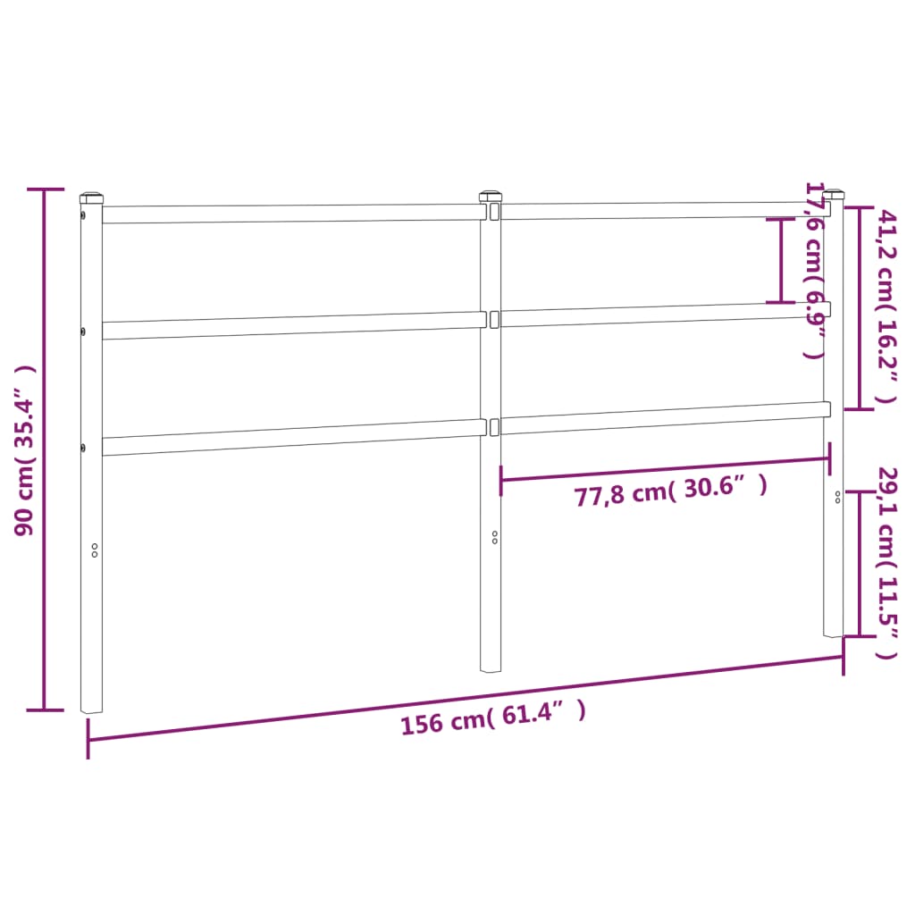 vidaXL Kopfteil Metall Schwarz 150 cm