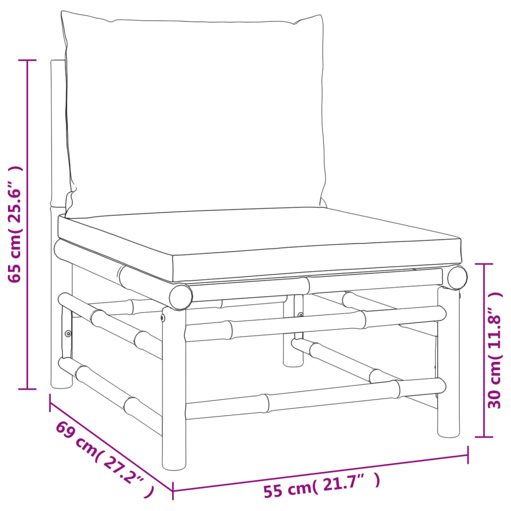 vidaXL 7-tlg. Garten-Lounge-Set mit Hellgrauen Kissen Bambus