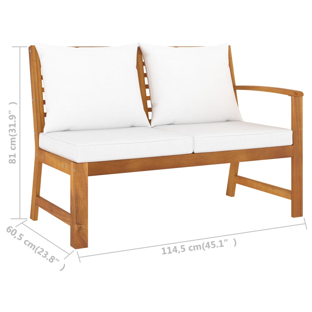 vidaXL 6-tlg. Garten-Lounge-Set mit Auflagen Creme Massivholz Akazie