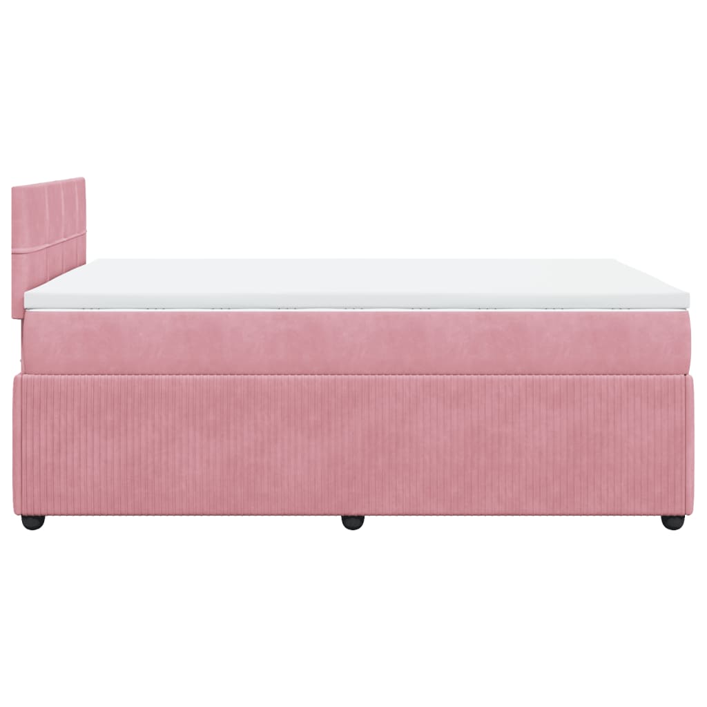 vidaXL Boxspringbett mit Matratze Rosa 120x190 cm Samt