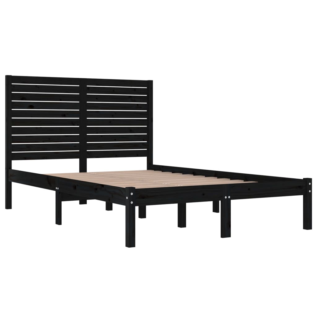 vidaXL Massivholzbett Schwarz 140x190 cm