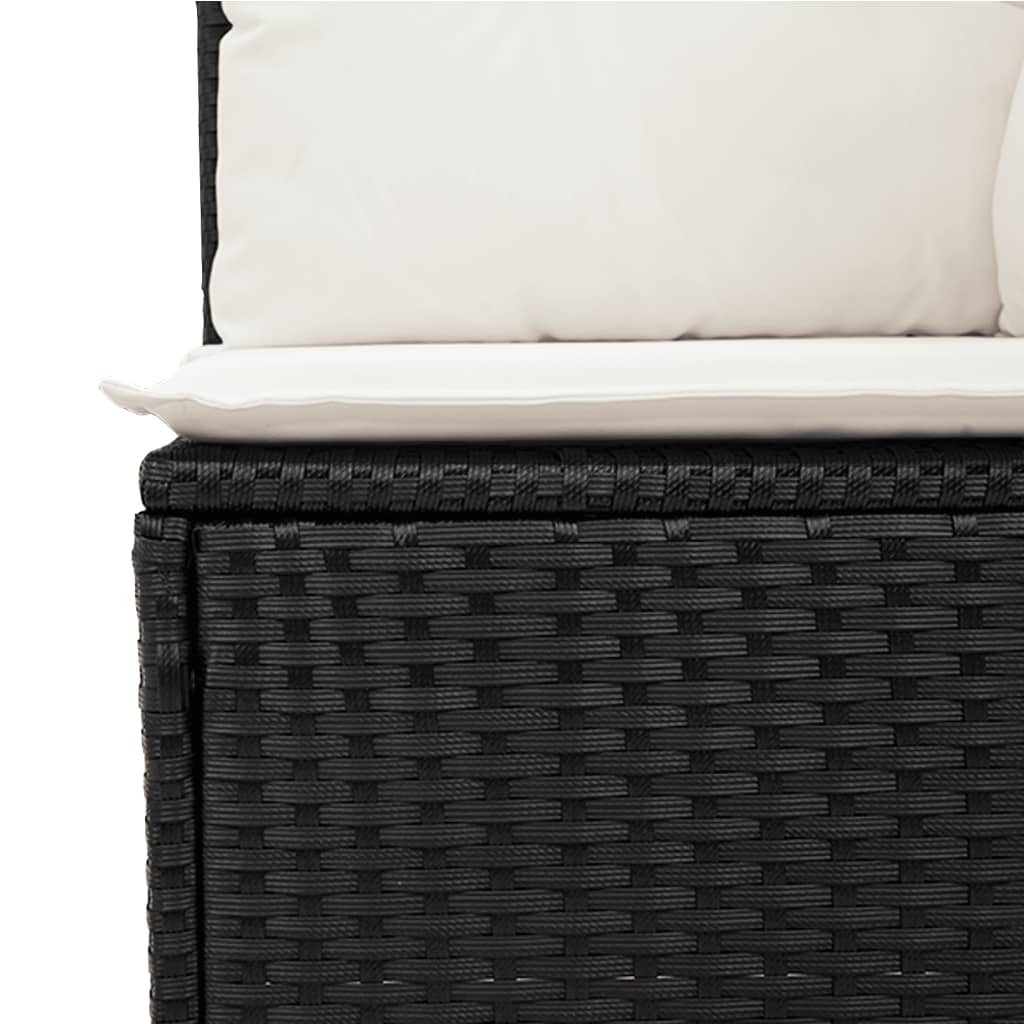 vidaXL 10-tlg. Garten-Sofagarnitur mit Kissen Schwarz Poly Rattan