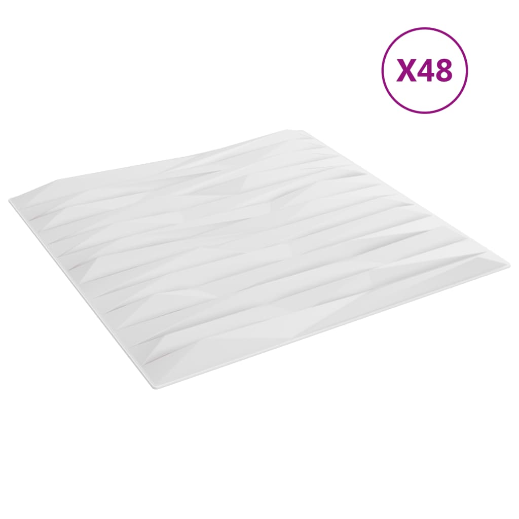 vidaXL Wandpaneele 48 Stk. Weiß 50x50 cm XPS 12 m² Stein