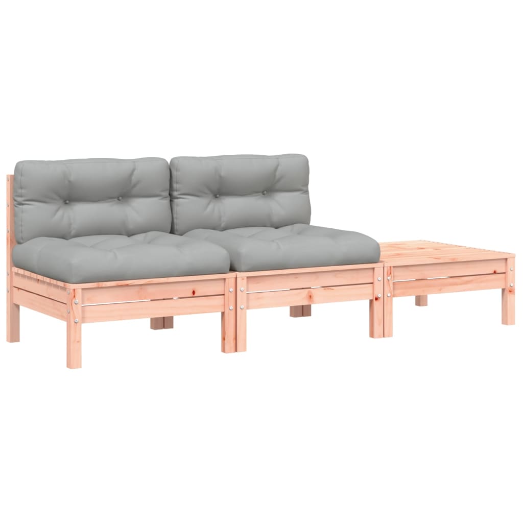 vidaXL Gartensofa mit Kissen und Hocker 2-Sitzer