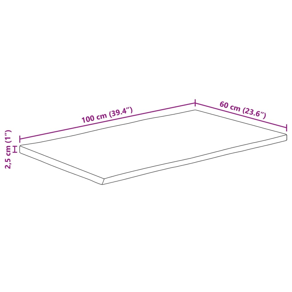 vidaXL Tischplatte mit Baumkante 100x60x2,5 cm Massivholz Mango