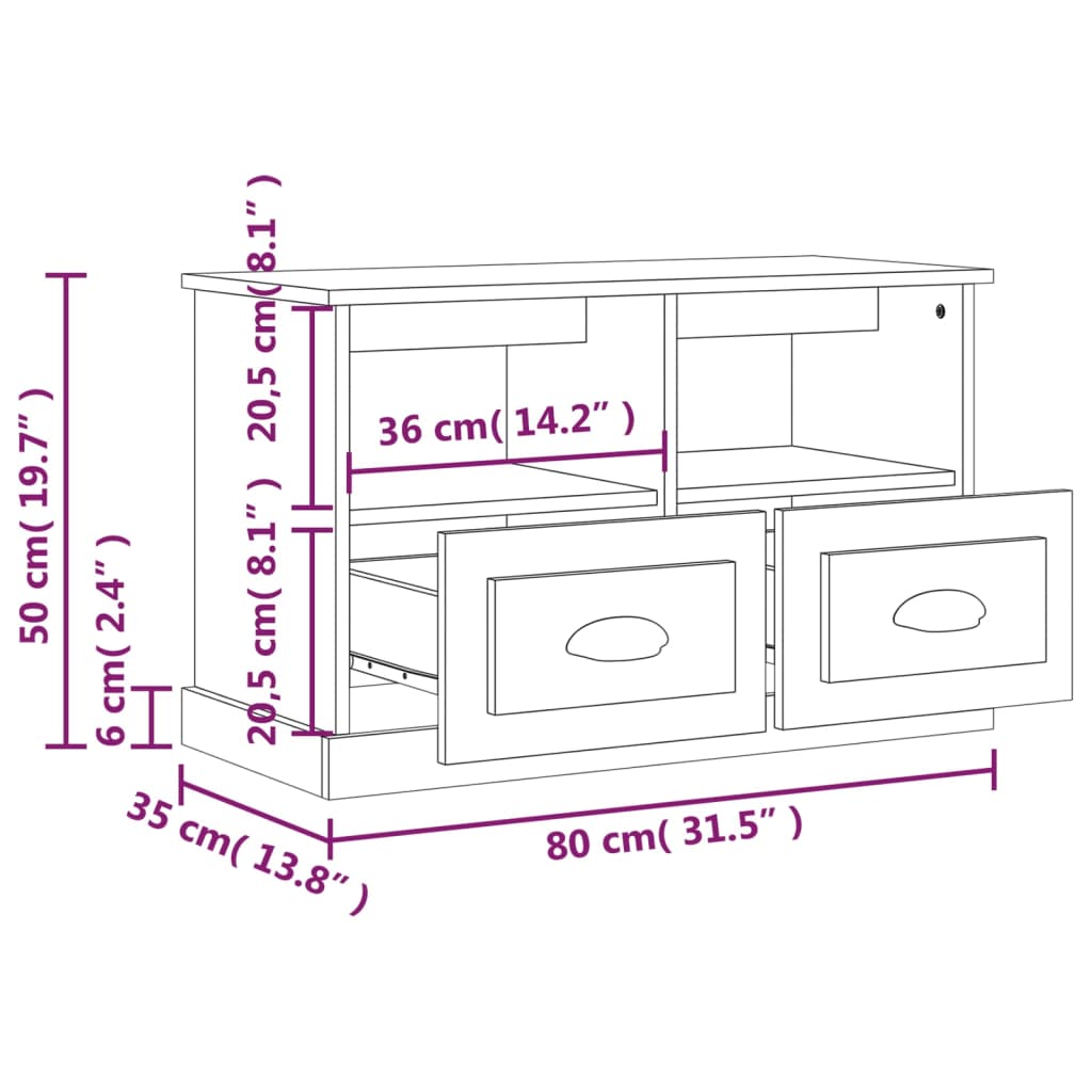 vidaXL TV-Schrank Grau Sonoma 80x35x50 cm Holzwerkstoff