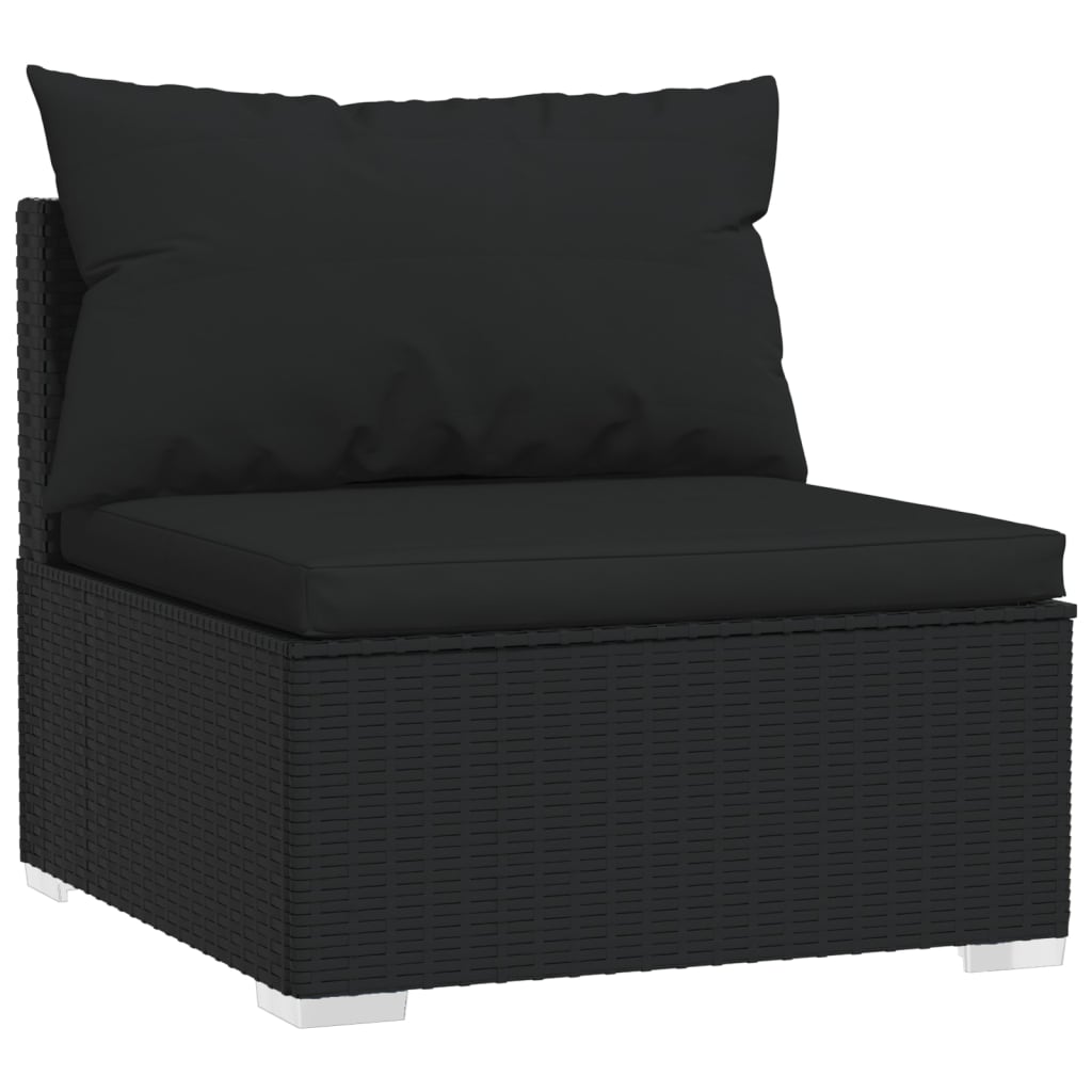 vidaXL 13-tlg. Garten-Lounge-Set mit Kissen Poly Rattan Schwarz