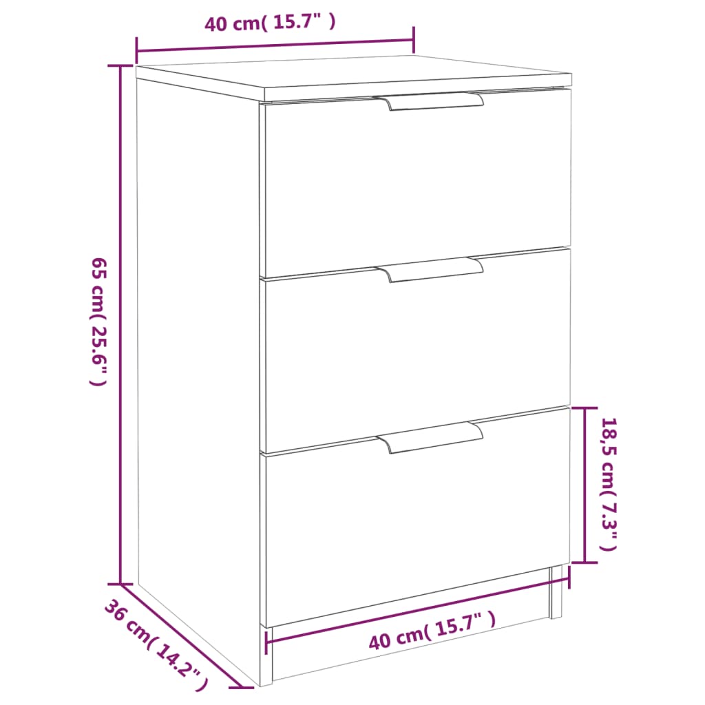 vidaXL Nachttische 2 Stk. Schwarz 40x36x65 cm