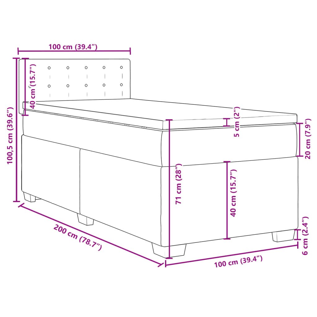 vidaXL Boxspringbett Matratze Cappuccino-Braun 100x200cm Kunstleder