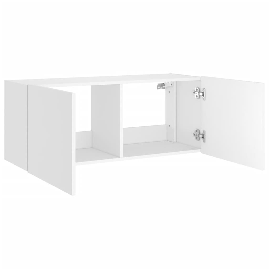 vidaXL TV-Wandschrank mit LED-Leuchten Weiß 100x35x41 cm