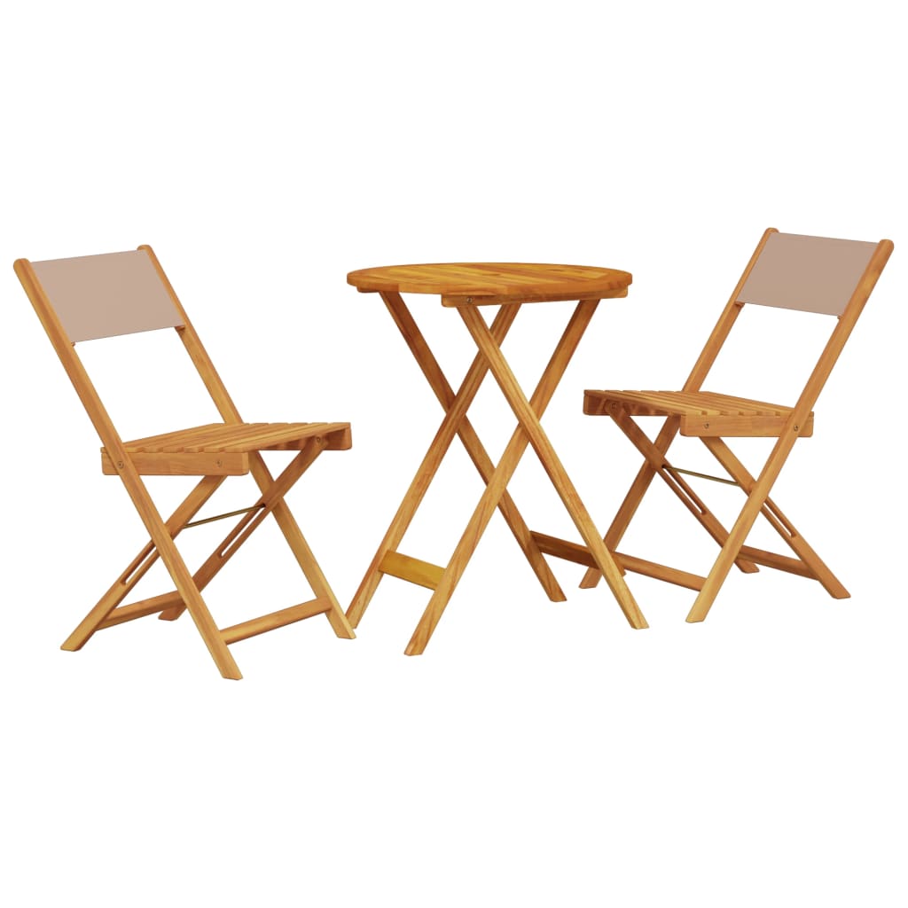 vidaXL 3-tlg. Bistro-Set Taupe Stoff und Massivholz