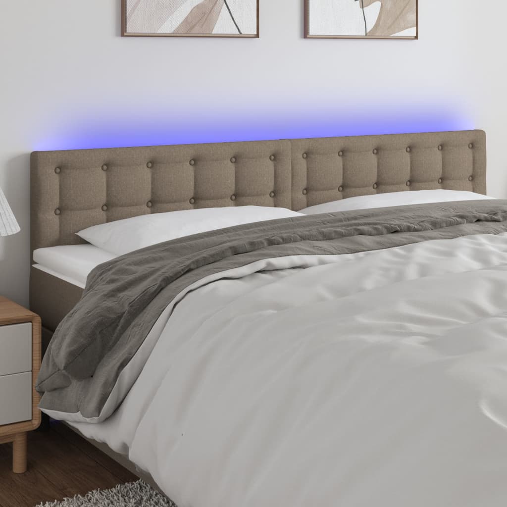 vidaXL LED Kopfteil Taupe 200x5x78/88 cm Stoff