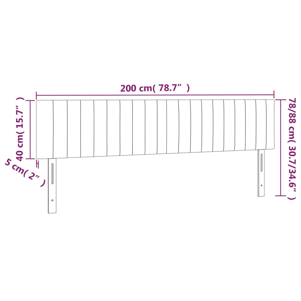 vidaXL LED Kopfteil Dunkelgrau 200x5x78/88 cm Stoff