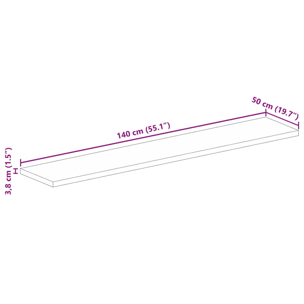 vidaXL Tischplatte 140x50x3,8 cm Rechteckig Altholz Massiv