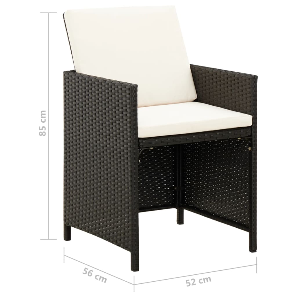 vidaXL 4-tlg. Gartenstuhl und Hocker Set Poly Rattan Schwarz