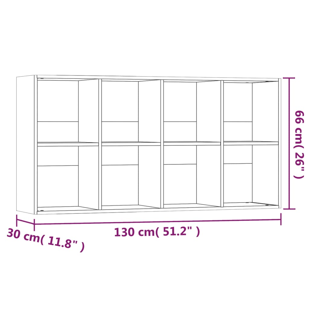 vidaXL Bücherregal/Sideboard Räuchereiche 66×30×130 cm Holzwerkstoff