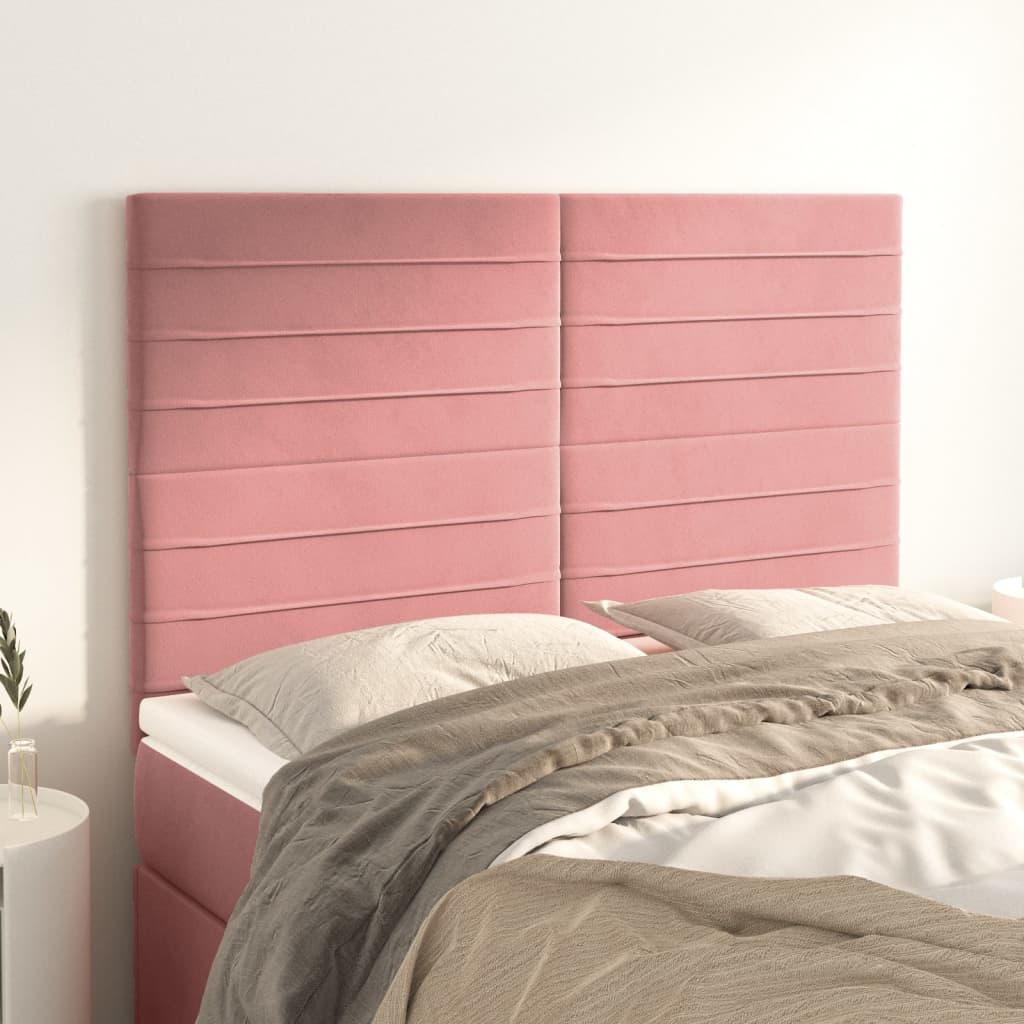 vidaXL Kopfteile 4 Stk. Rosa 72x5x78/88 cm Samt