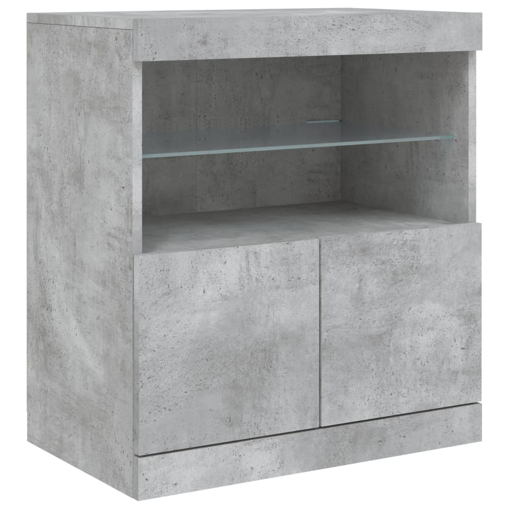 vidaXL Sideboard mit LED-Leuchten Betongrau 60x37x67 cm