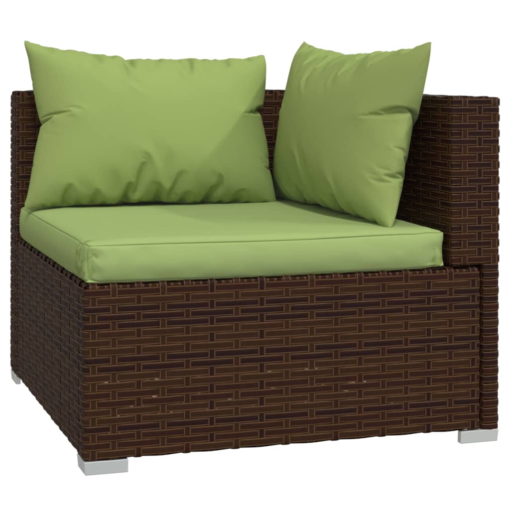 vidaXL 3-tlg. Garten-Lounge-Set mit Kissen Braun Poly Rattan