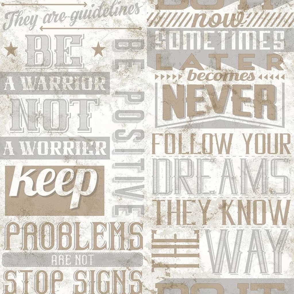 Noordwand Tapete Friends & Coffee Words and Letters Metallic und Beige